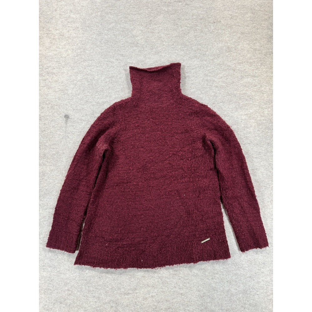 Michael Kors Sweater Womens Medium Burgundy Logo Tight Knit Turtleneck Winter
